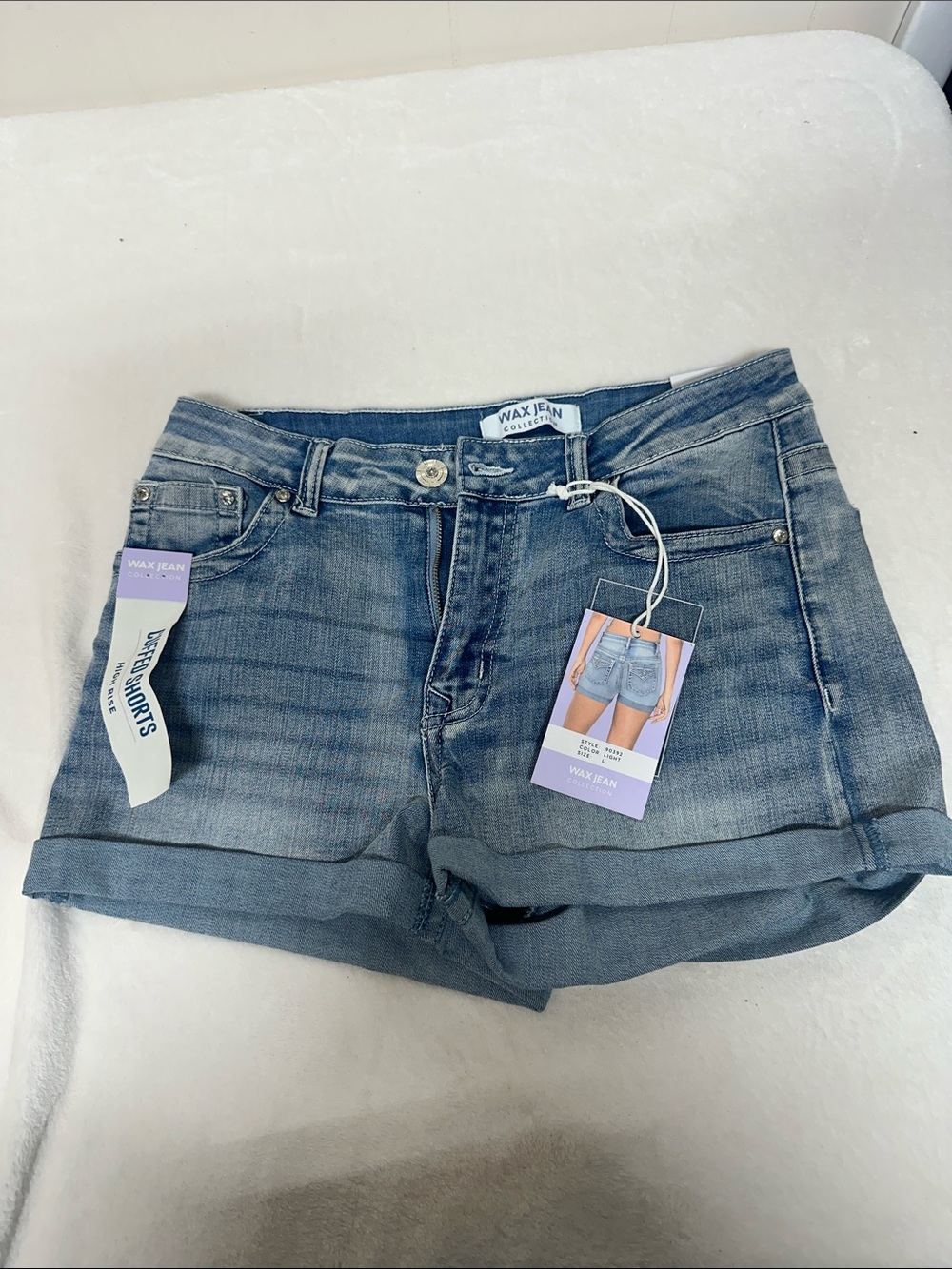 Wax Jean Light Blue Denim Cuffed Shorts